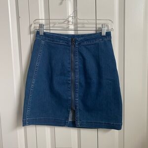 Free People Denim Zip-Front Skirt